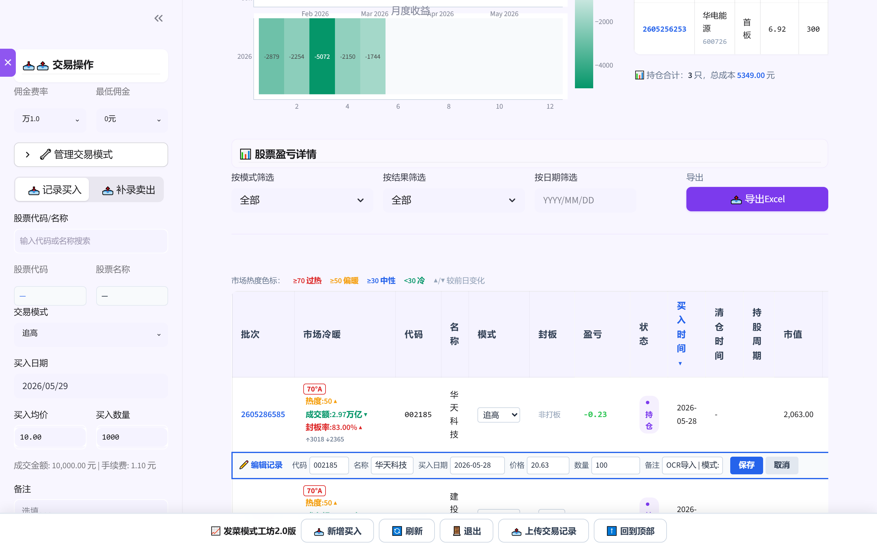行内编辑交易记录